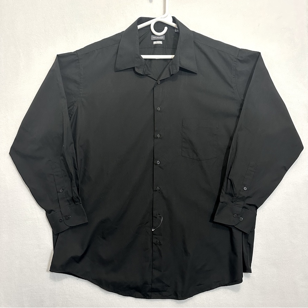NWOT Van Heusen Men Dress Shirt Black Size 18.5 34/35